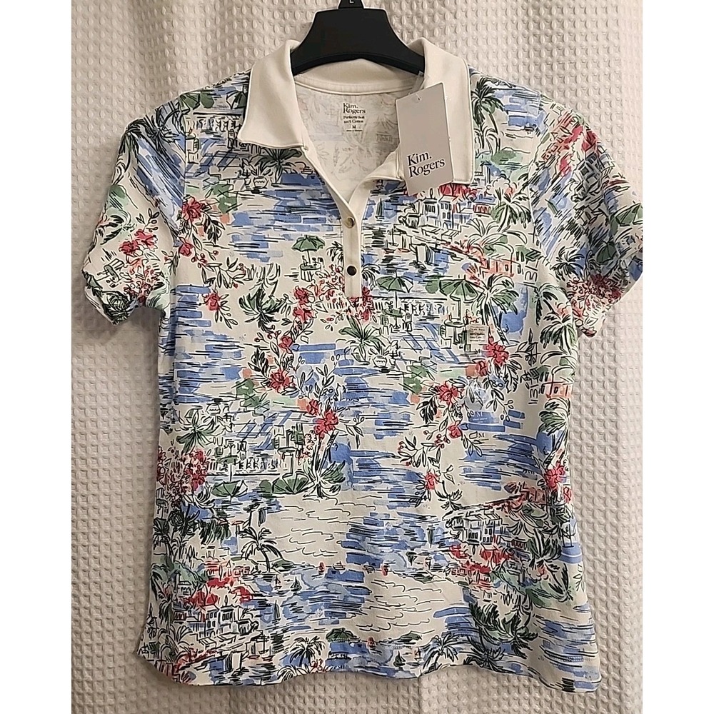 NEW Kim Rogers Women's Polo Shirt Size Medium Perfectly Soft 100% Cotton